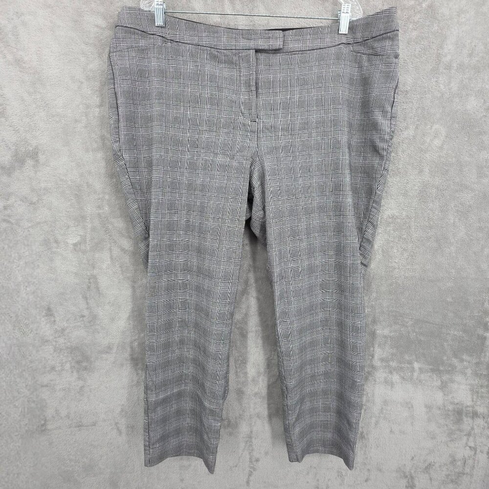 Lane Bryant Glen Plaid Ankle Crop Dress Pants 22 Black White Work Stretchy Plus